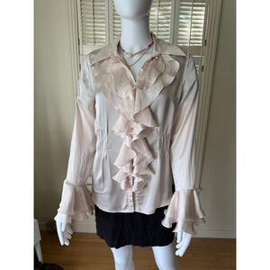 Cabi Light Pink Ruffle Blouse M